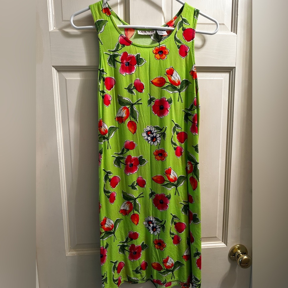 Neon green floral dress